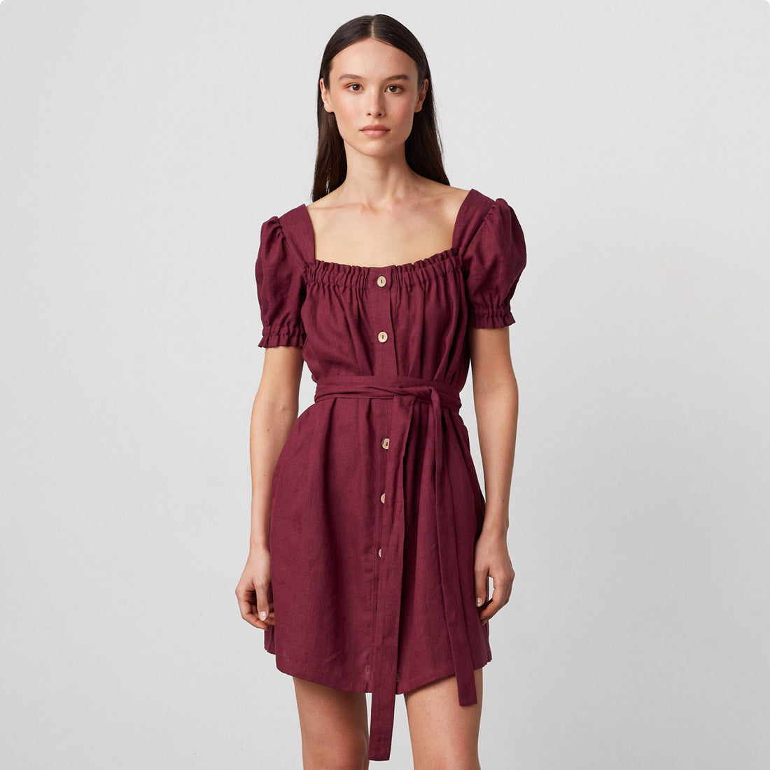 JULY Button Down Linen Mini Dress