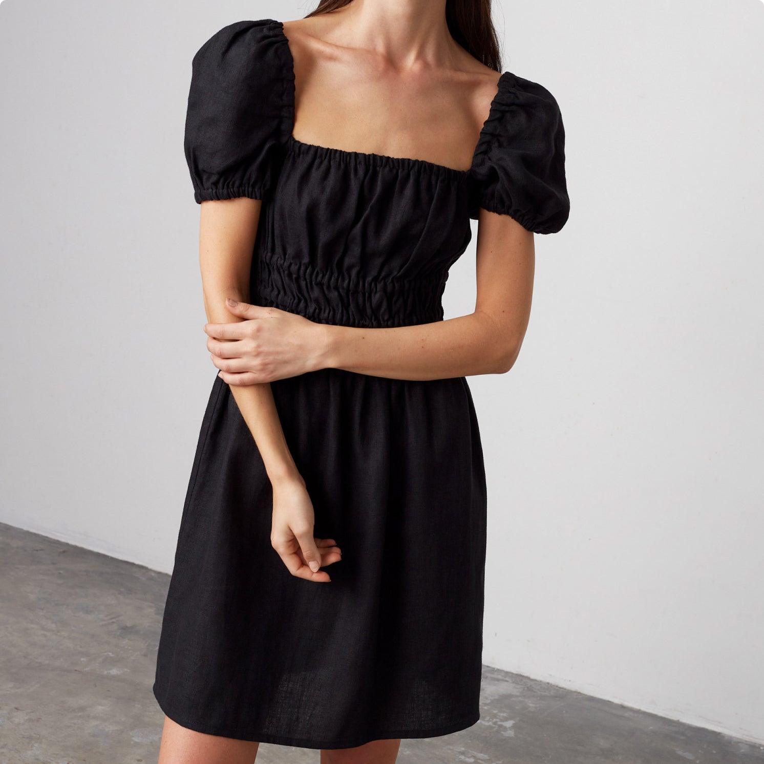 CIELLE Puff Sleeve Linen Summer Dress