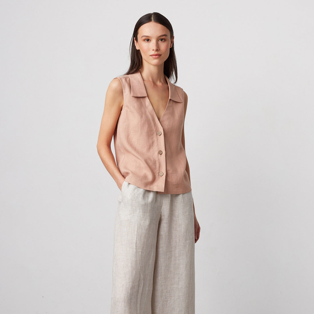 LUCY Collared Linen Vest