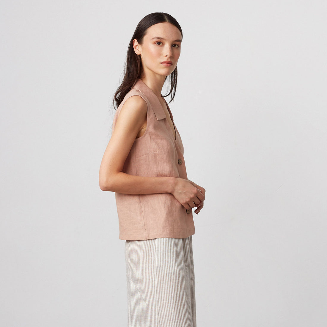 LUCY Collared Linen Vest