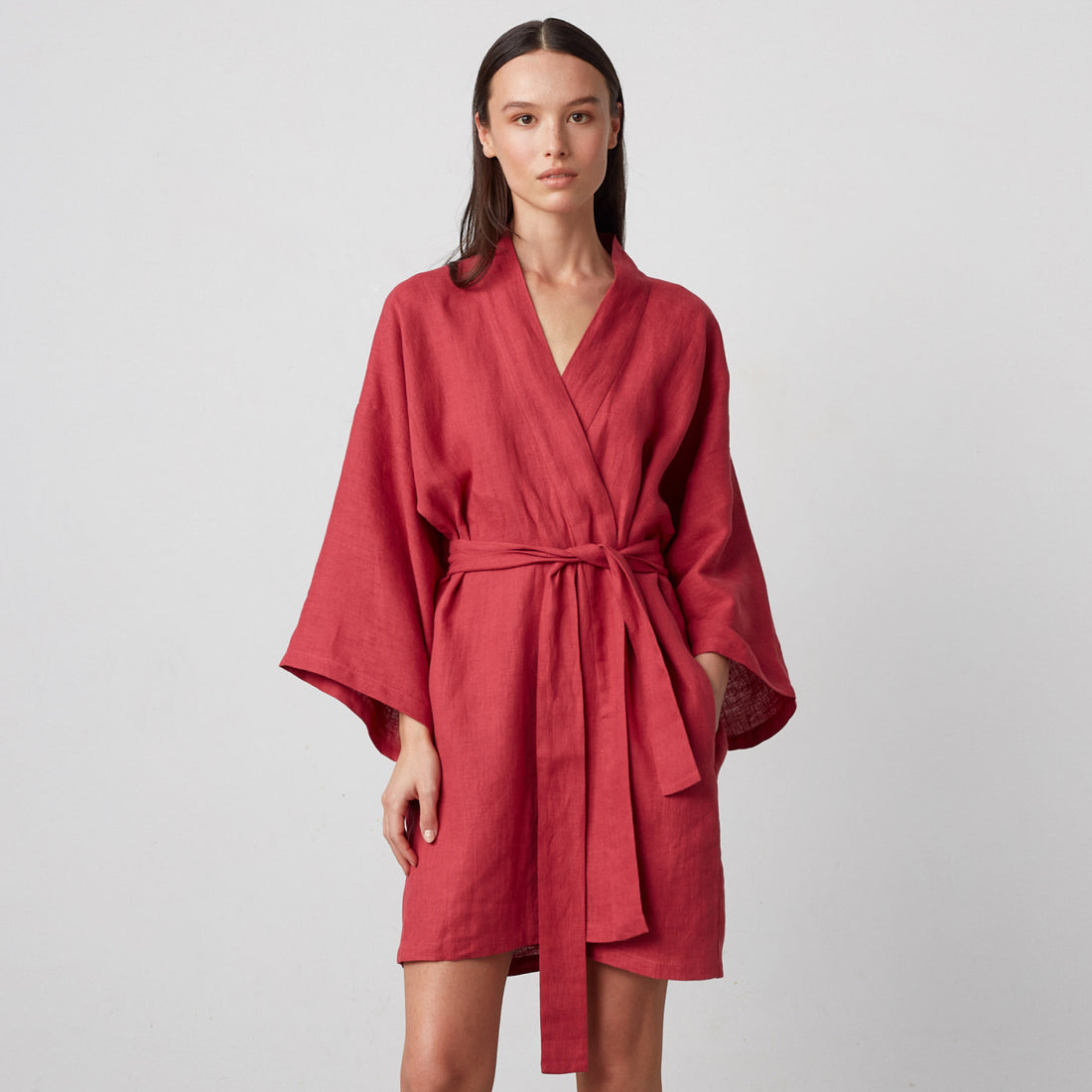 ATHENA Linen Wrap Dress